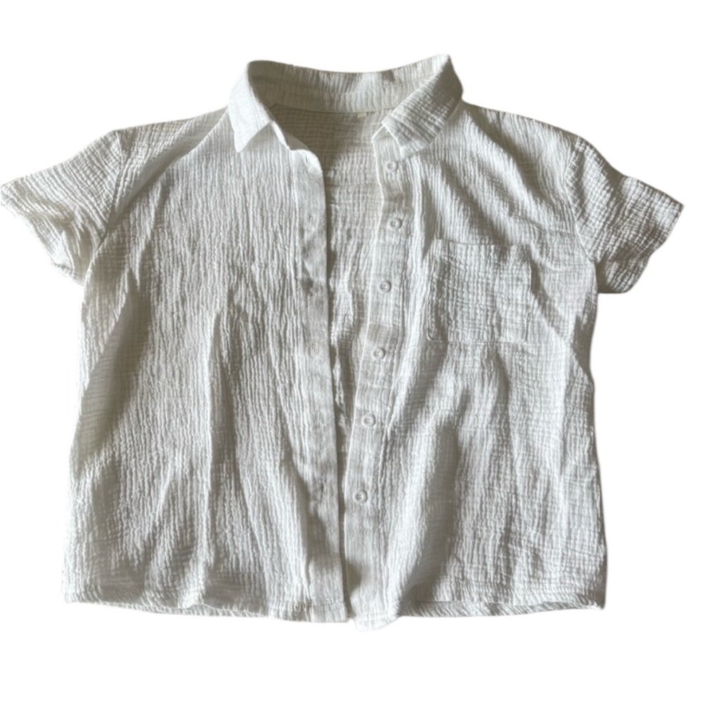 Women’s Cropped White Button Down